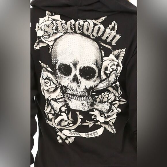 Freedom Skull Rhinestone Hoodie  - Picture 3 of 3